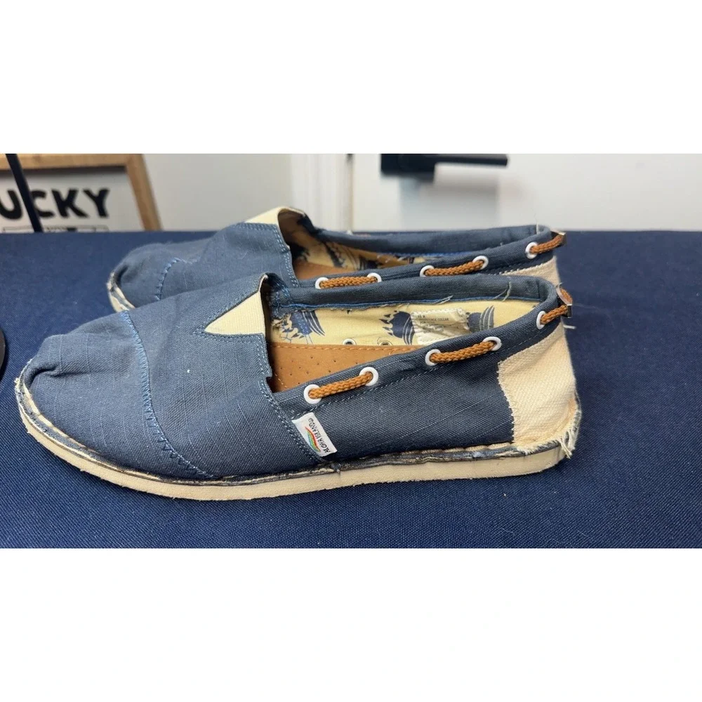 Aloha Island |  Blue Canvas Slip On Alpargata Loafer Shoes | Size 8.5